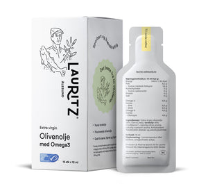 Lauritz - Olivenolje med Omega3, Sitron. (Eske med 15 porsjonspakker à 10 ml)
