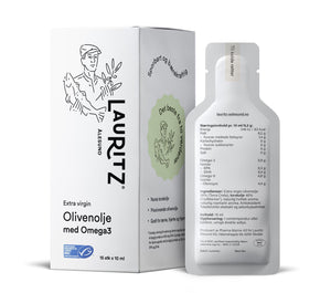 Lauritz - Olivenolje med Omega3, Hvitløk. (Eske med 15 porsjonspakker à 10 ml)