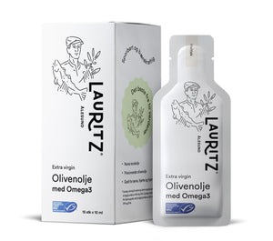 Lauritz - Olivenolje med Omega3, Hvitløk. (Eske med 15 porsjonspakker à 10 ml)