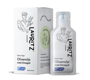 Lauritz - Olivenolje med Omega3, Naturell. (Eske med 15 porsjonspakker à 10 ml)